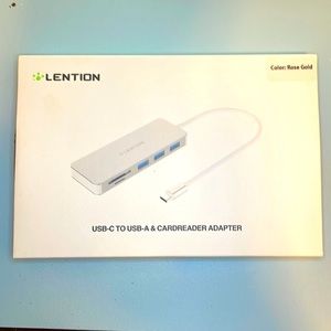 Lention USB-C to USB-A & Card reader Adapter in Rose gold.